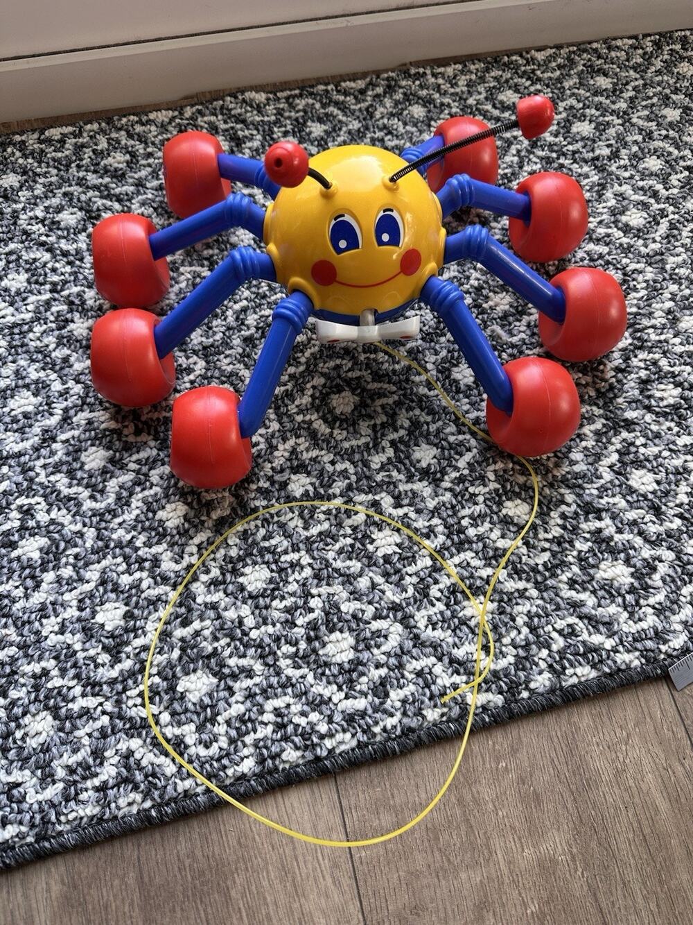Vintage Kiddicraft Spider Pull Along Toy Bobs Toddler Made In Mexico 90s